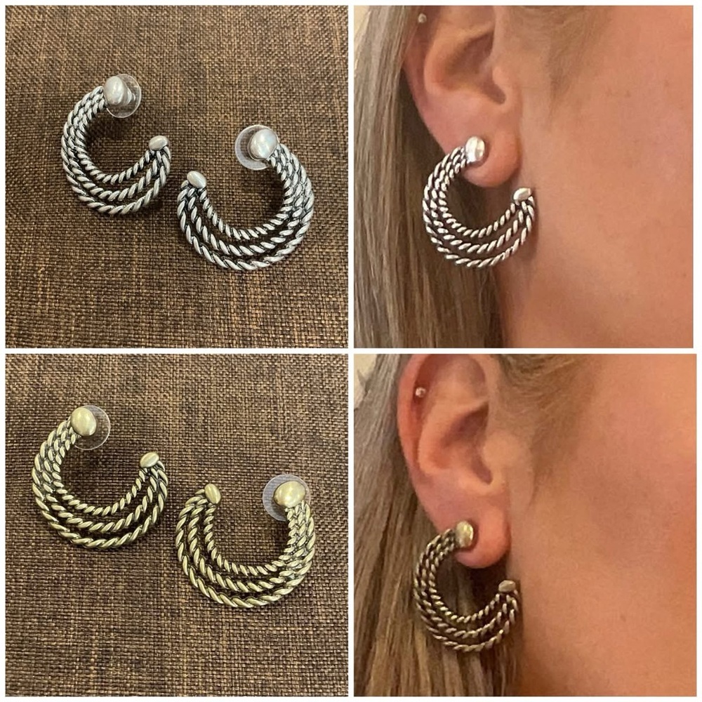 Elegant Silver Twisted Hoop Earrings
